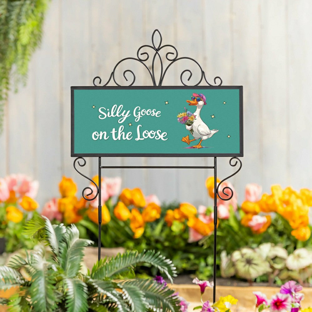 Silly Goose on the Loose PVC Horizontal Yard Sign, 20"Wx 8"H | Plow & Hearth