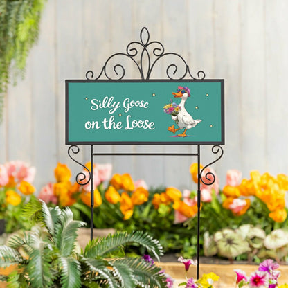 Silly Goose on the Loose PVC Horizontal Yard Sign, 20"Wx 8"H | Plow & Hearth
