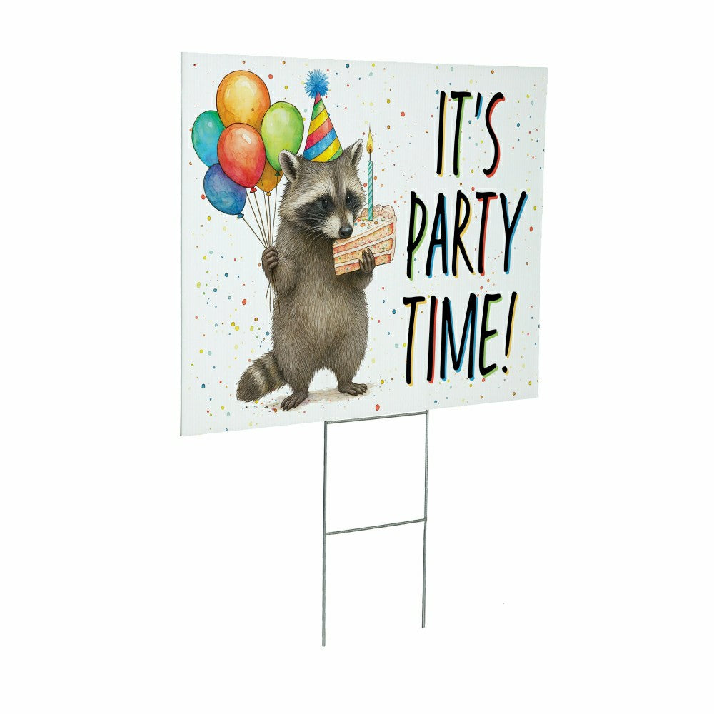 This Calls For Cake Yard Sign with H-Stake, "It‘s Party Time!", 24"x18 | Plow & Hearth