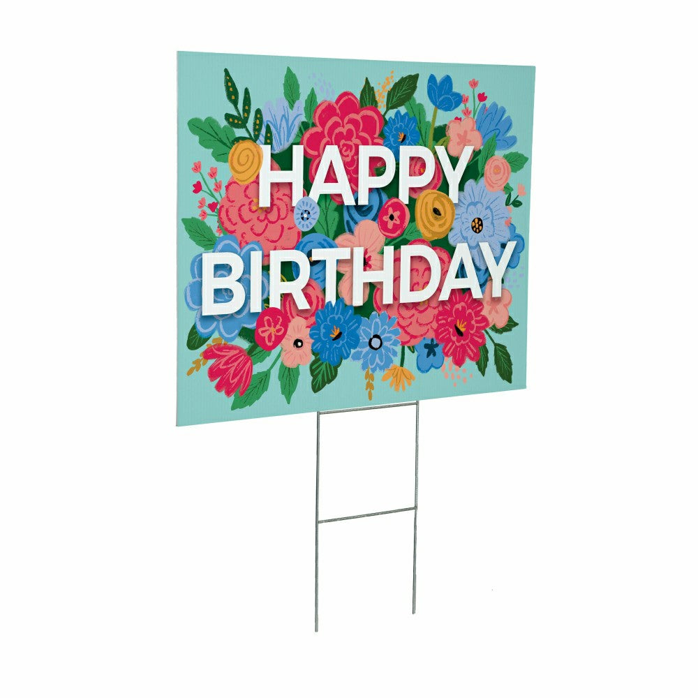 This Calls For Cake Yard Sign with H-Stake, "Happy Birthday", 24"x18" | Plow & Hearth