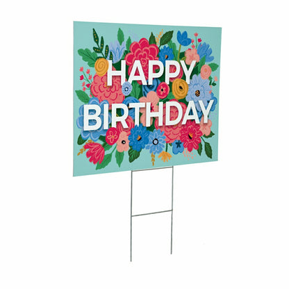 This Calls For Cake Yard Sign with H-Stake, "Happy Birthday", 24"x18" | Plow & Hearth