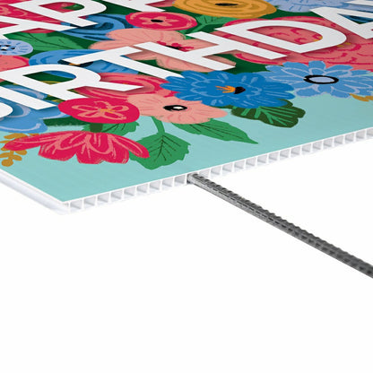 This Calls For Cake Yard Sign with H-Stake, "Happy Birthday", 24"x18" | Plow & Hearth