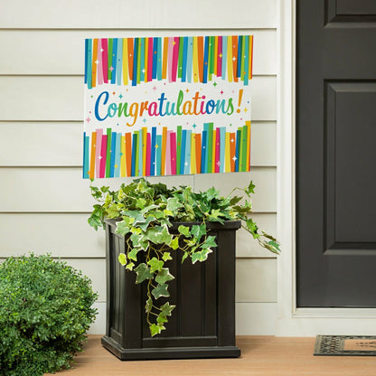 This Calls For Cake Yard Sign with H-Stake, "Congratulations!", 24"x18 | Plow & Hearth