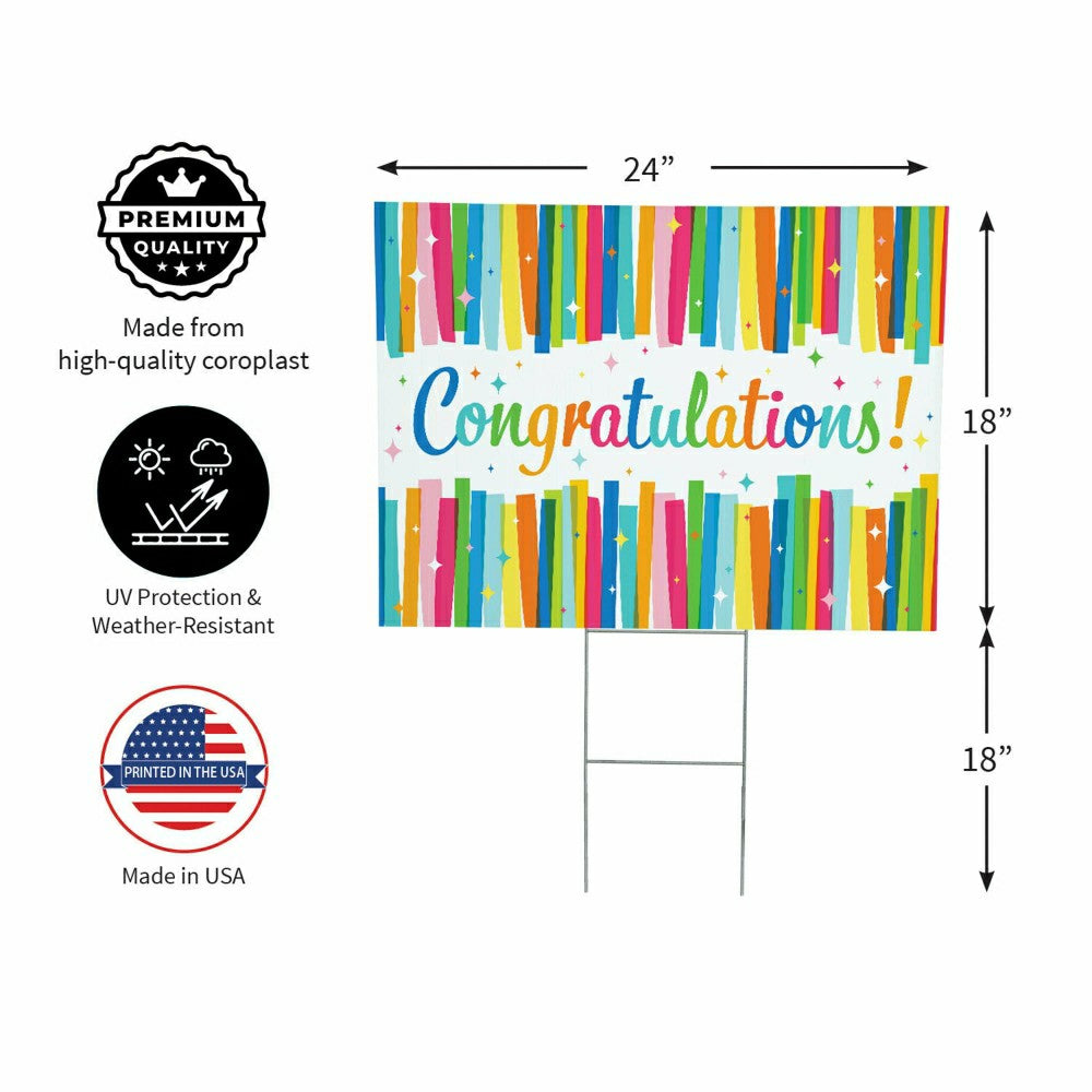 This Calls For Cake Yard Sign with H-Stake, "Congratulations!", 24"x18 | Plow & Hearth