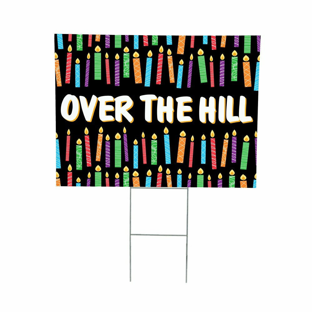 This Calls For Cake Yard Sign with H-Stake, "Over The Hill", 24"x18" | Plow & Hearth