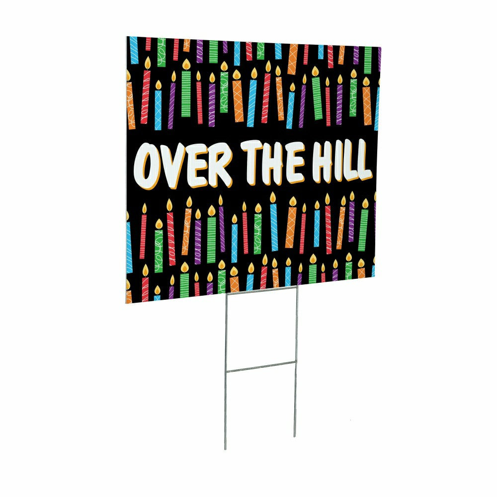 This Calls For Cake Yard Sign with H-Stake, "Over The Hill", 24"x18" | Plow & Hearth