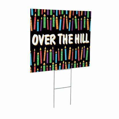 This Calls For Cake Yard Sign with H-Stake, "Over The Hill", 24"x18" | Plow & Hearth