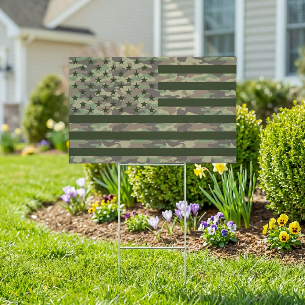 Red White & Bloom Yard Sign with H-Stake, Flag, 24"x18" | Plow & Hearth