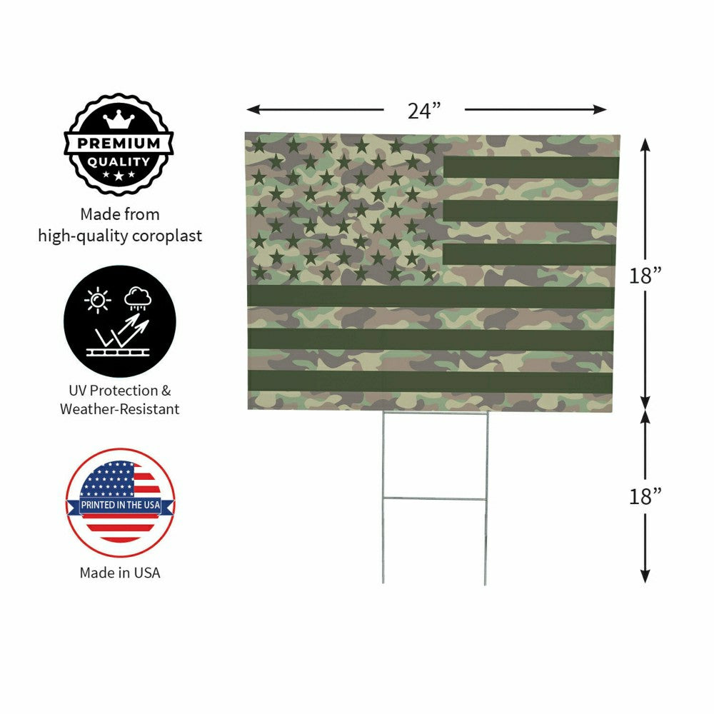 Red White & Bloom Yard Sign with H-Stake, Flag, 24"x18" | Plow & Hearth
