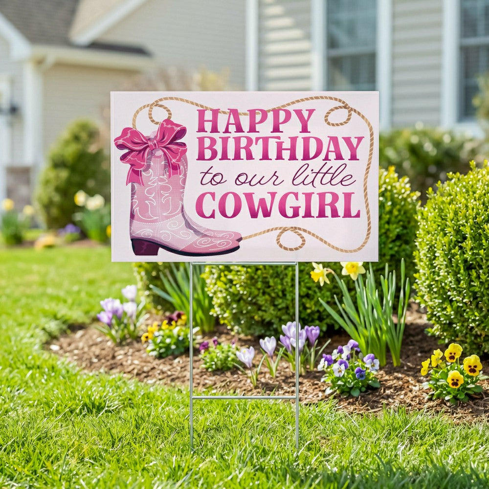This Calls For Cake Yard Sign with H-Stake, "Happy Birthday to our lit | Plow & Hearth