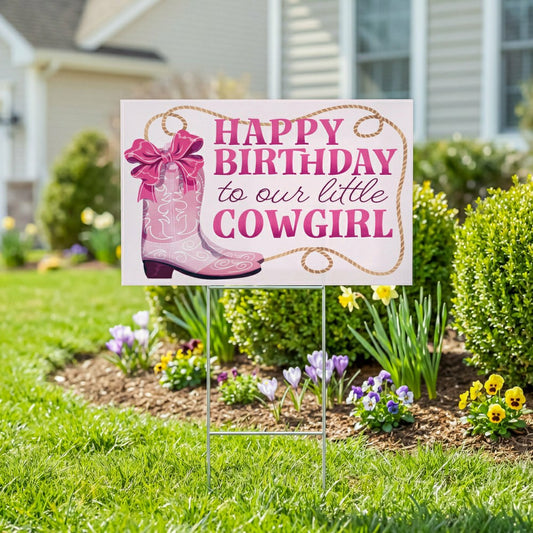 This Calls For Cake Yard Sign with H-Stake, "Happy Birthday to our lit | Plow & Hearth