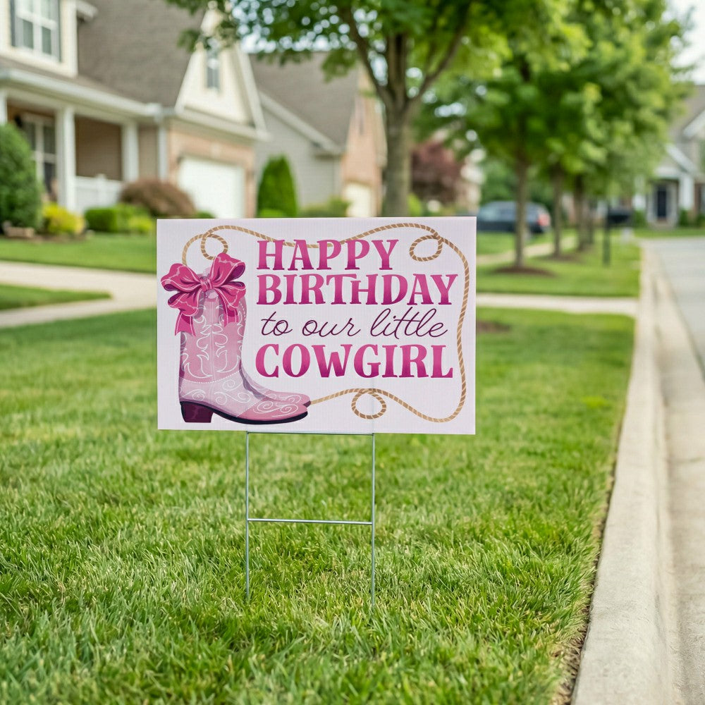 This Calls For Cake Yard Sign with H-Stake, "Happy Birthday to our lit | Plow & Hearth