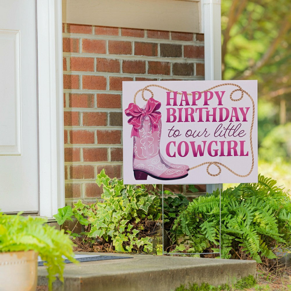 This Calls For Cake Yard Sign with H-Stake, "Happy Birthday to our lit | Plow & Hearth