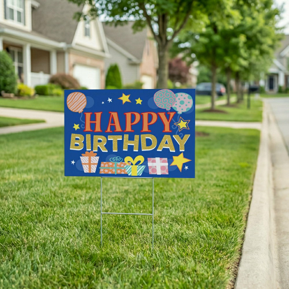 This Calls For Cake Yard Sign with H-Stake, "Happy Birthday", 24"x18" | Plow & Hearth
