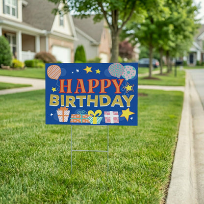 This Calls For Cake Yard Sign with H-Stake, "Happy Birthday", 24"x18" | Plow & Hearth