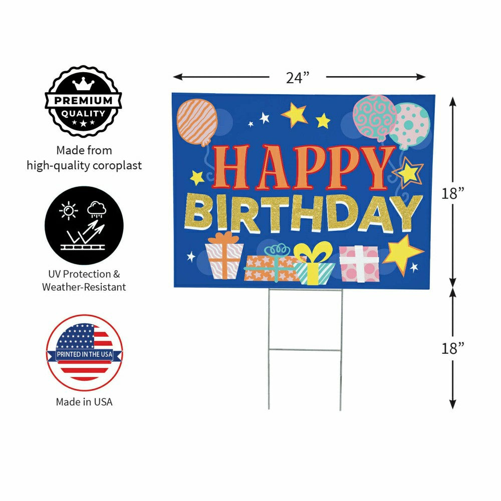 This Calls For Cake Yard Sign with H-Stake, "Happy Birthday", 24"x18" | Plow & Hearth