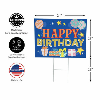 This Calls For Cake Yard Sign with H-Stake, "Happy Birthday", 24"x18" | Plow & Hearth