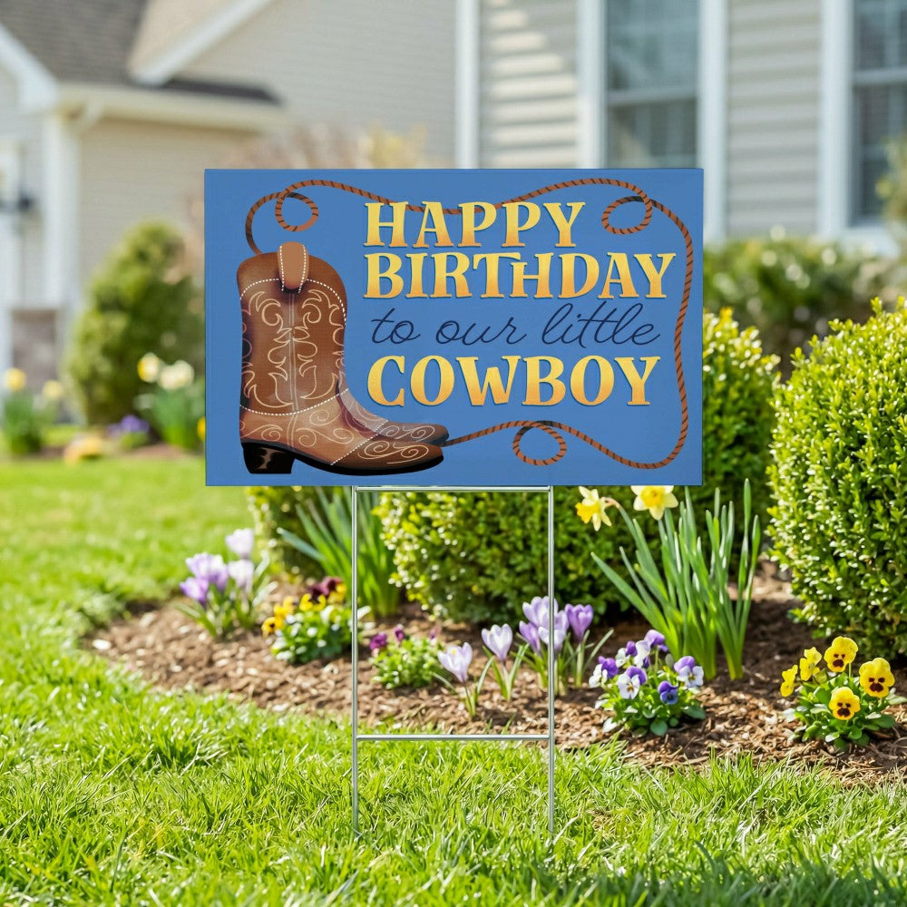 This Calls For Cake Yard Sign with H-Stake, "Happy Birthday to our lit | Plow & Hearth