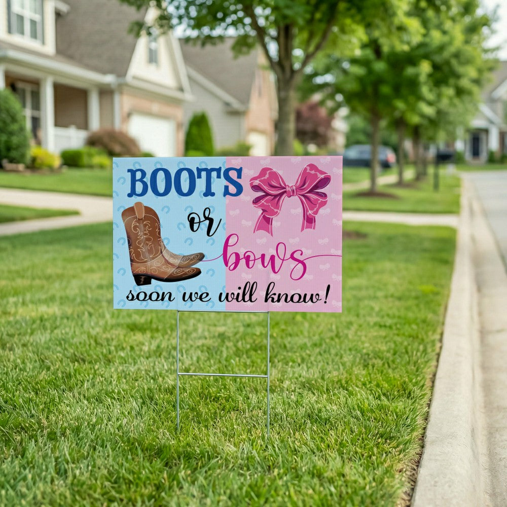 This Calls For Cake Yard Sign with H-Stake, "Boots Or Bows? We Will So | Plow & Hearth