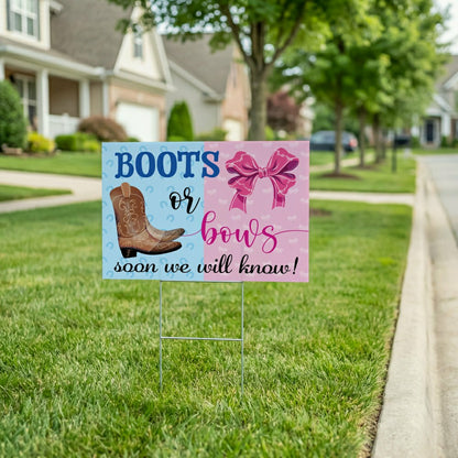 This Calls For Cake Yard Sign with H-Stake, "Boots Or Bows? We Will So | Plow & Hearth