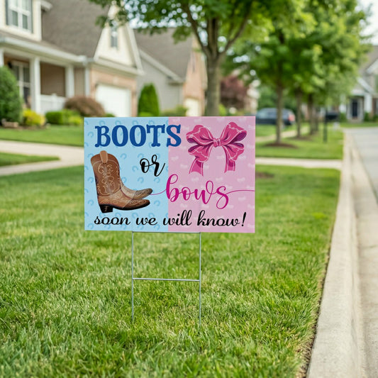 This Calls For Cake Yard Sign with H-Stake, "Boots Or Bows? We Will So | Plow & Hearth