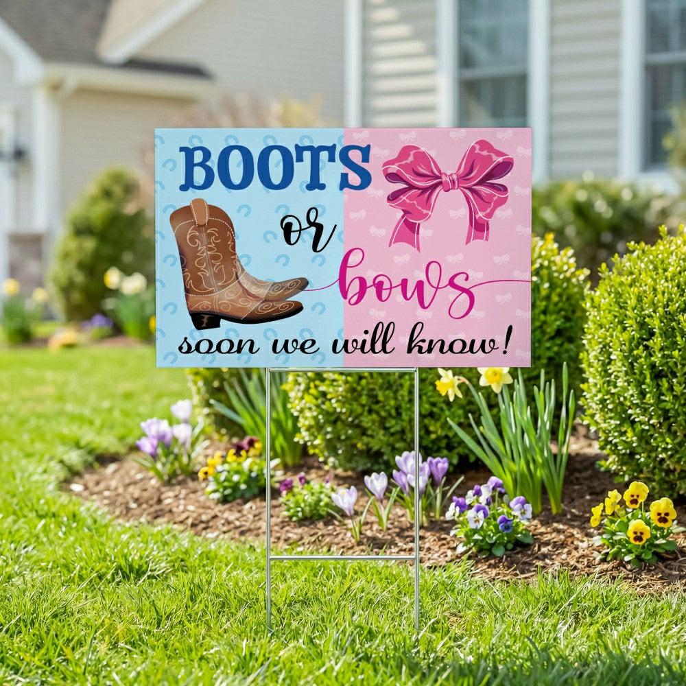 This Calls For Cake Yard Sign with H-Stake, "Boots Or Bows? We Will So | Plow & Hearth