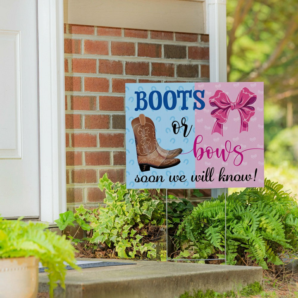 This Calls For Cake Yard Sign with H-Stake, "Boots Or Bows? We Will So | Plow & Hearth