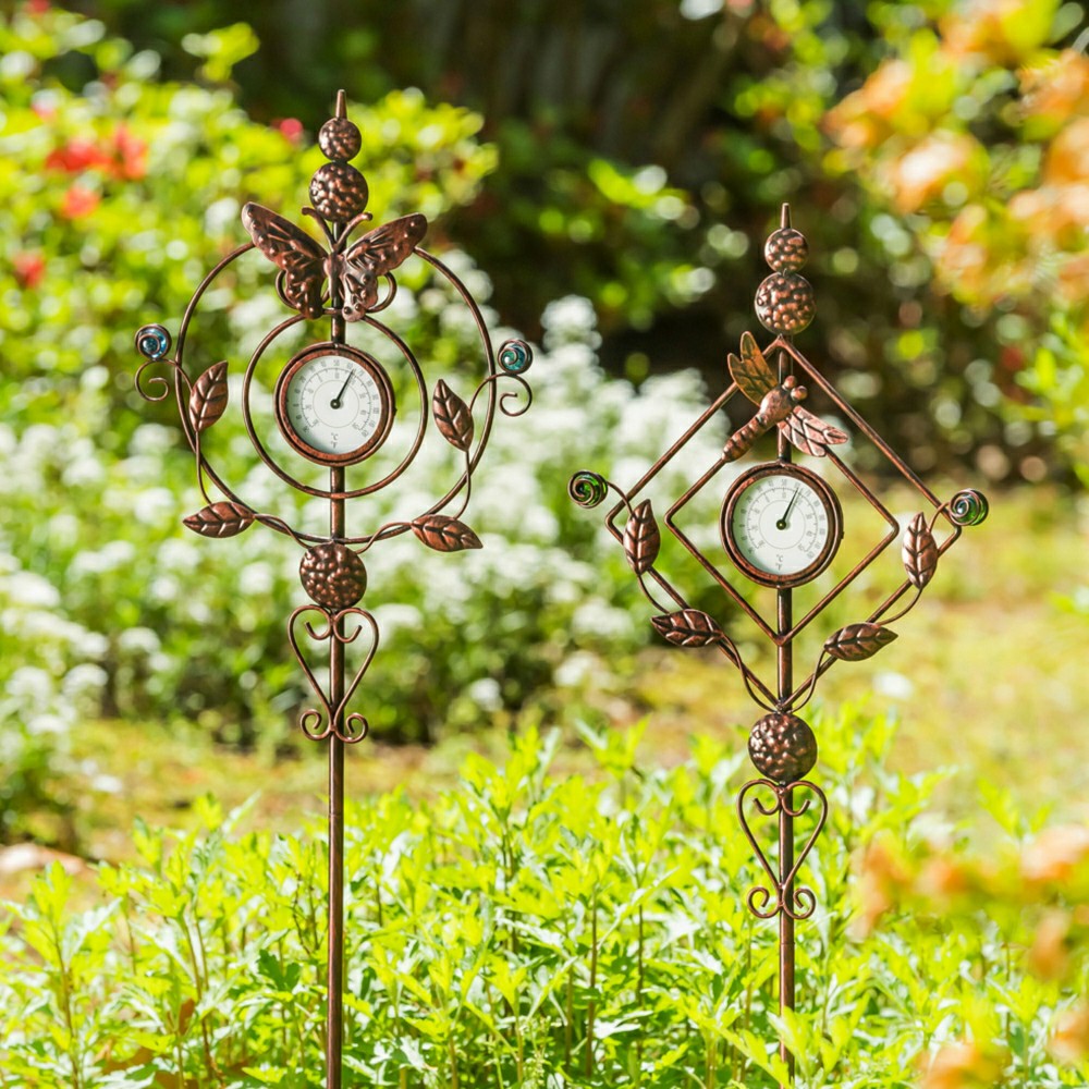 32"H Thermometer Dragonfly Garden Stake | Plow & Hearth