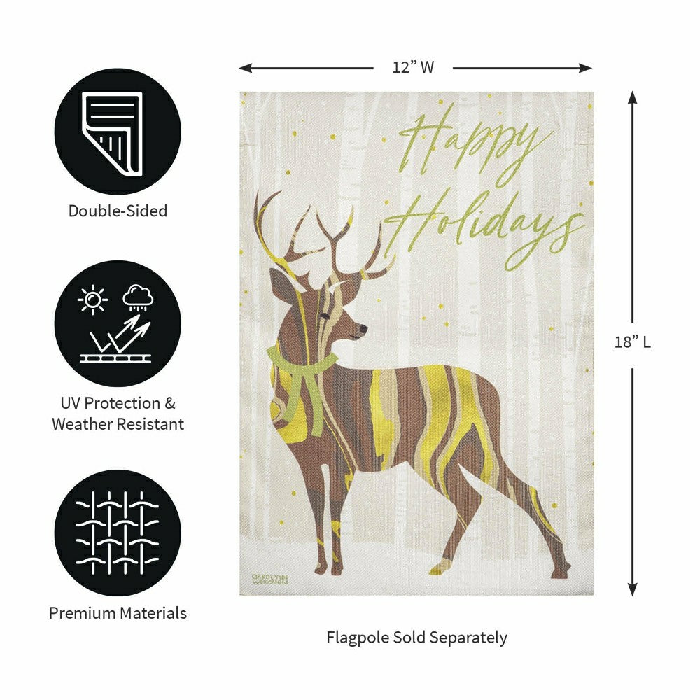Happy Holidays Deer Burlap Garden Flag | Plow & Hearth