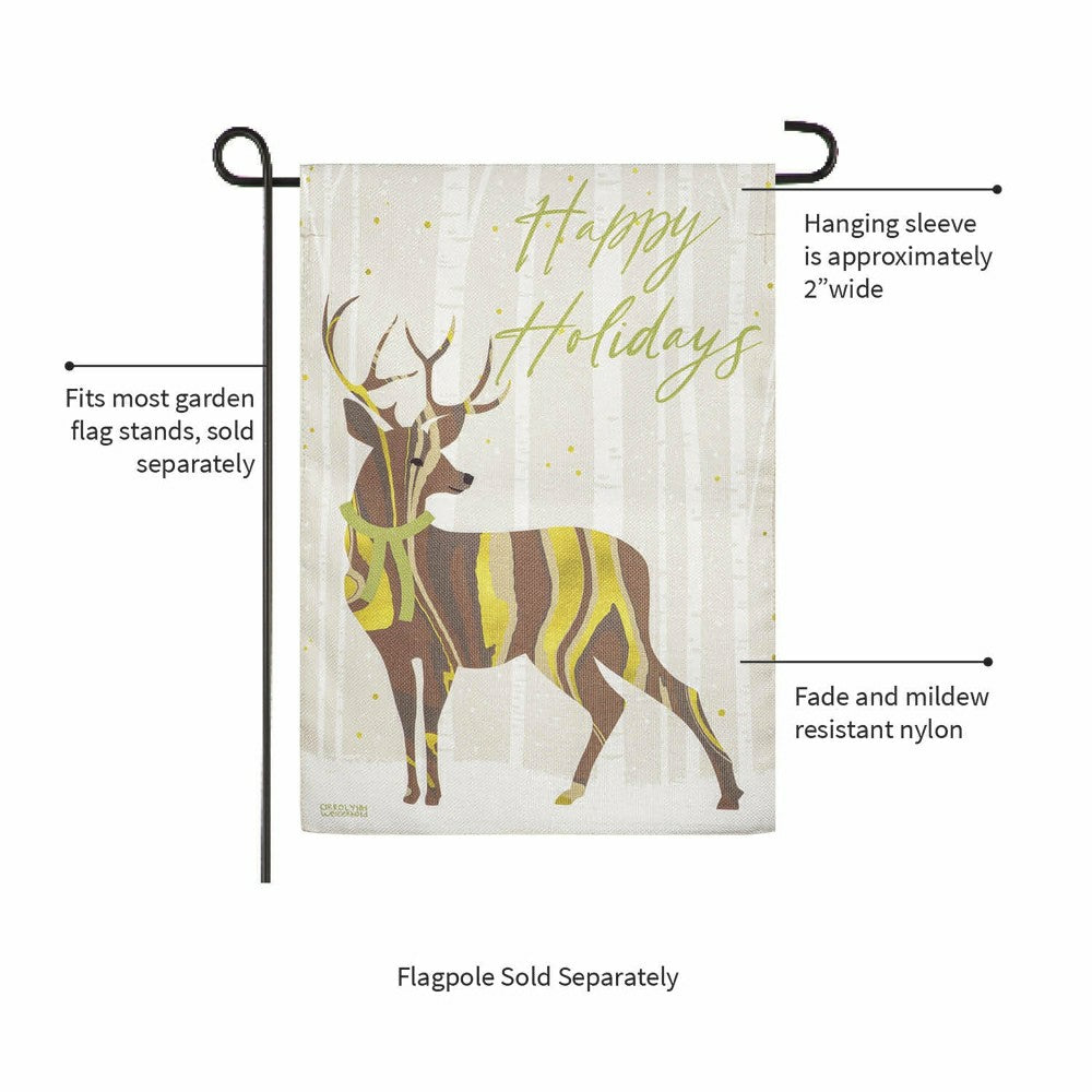 Happy Holidays Deer Burlap Garden Flag | Plow & Hearth