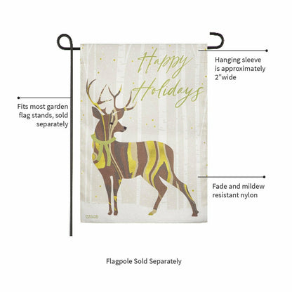 Happy Holidays Deer Burlap Garden Flag | Plow & Hearth