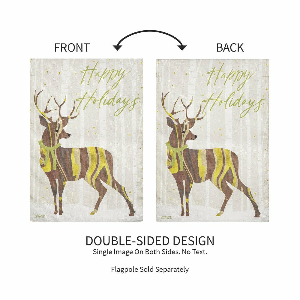 Happy Holidays Deer Burlap Garden Flag | Plow & Hearth