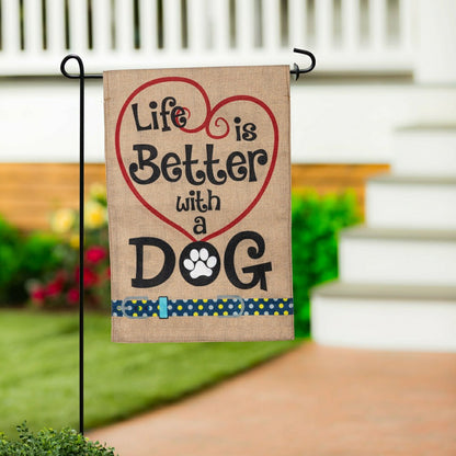 Life is Better with a Dog Burlap Garden Flag | Plow & Hearth