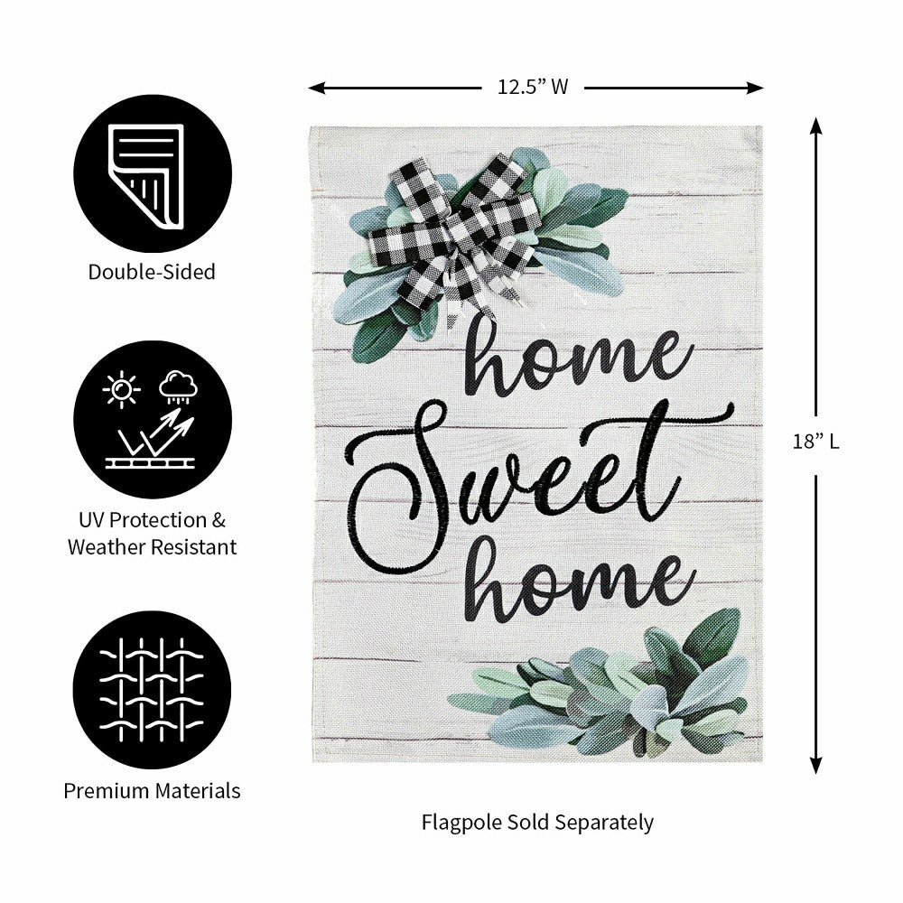 Home Sweet Home Eucalyptus Burlap Garden Flag | Plow & Hearth