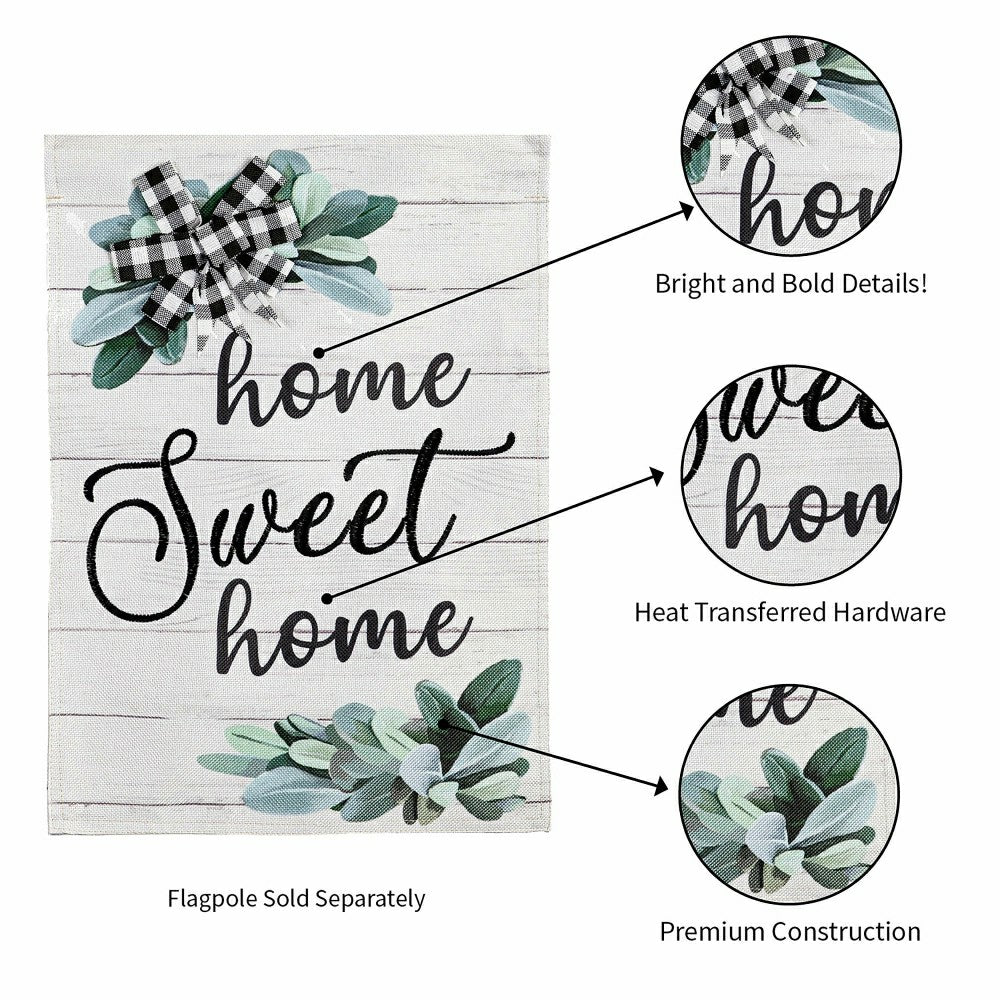 Home Sweet Home Eucalyptus Burlap Garden Flag | Plow & Hearth
