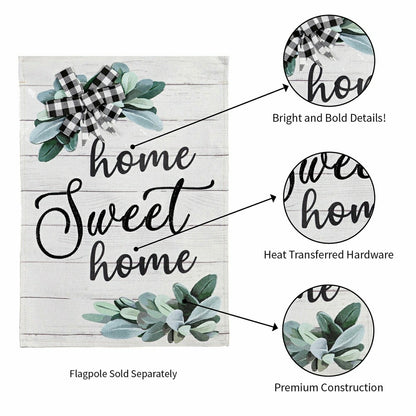 Home Sweet Home Eucalyptus Burlap Garden Flag | Plow & Hearth