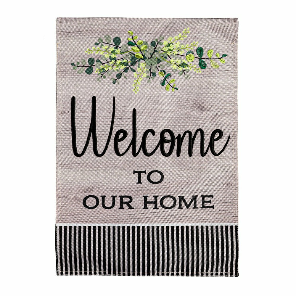Wood Grain Welcome Burlap Garden Flag | Plow & Hearth