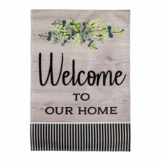 Wood Grain Welcome Burlap Garden Flag | Plow & Hearth
