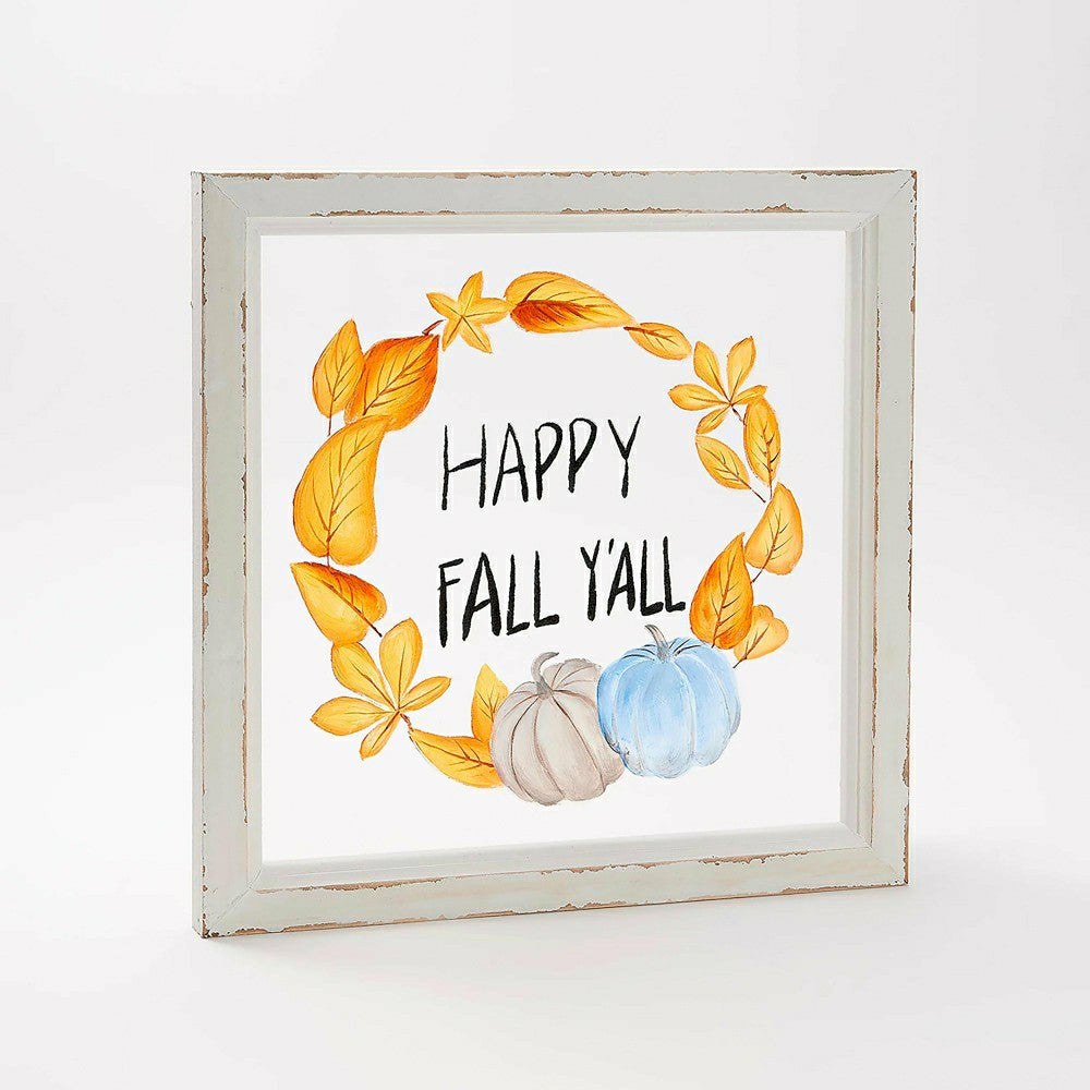 Hand Painted Screen Wood Frame Wall Décor, Happy Fall | Plow & Hearth