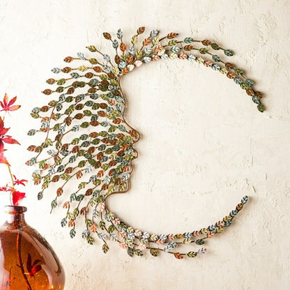 Handcrafted Metal Multi-Colored Willow Branch Moon Face Wall Art | Plow & Hearth