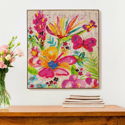 Embroidered Floral & Butterfly Wall Art | Plow & Hearth