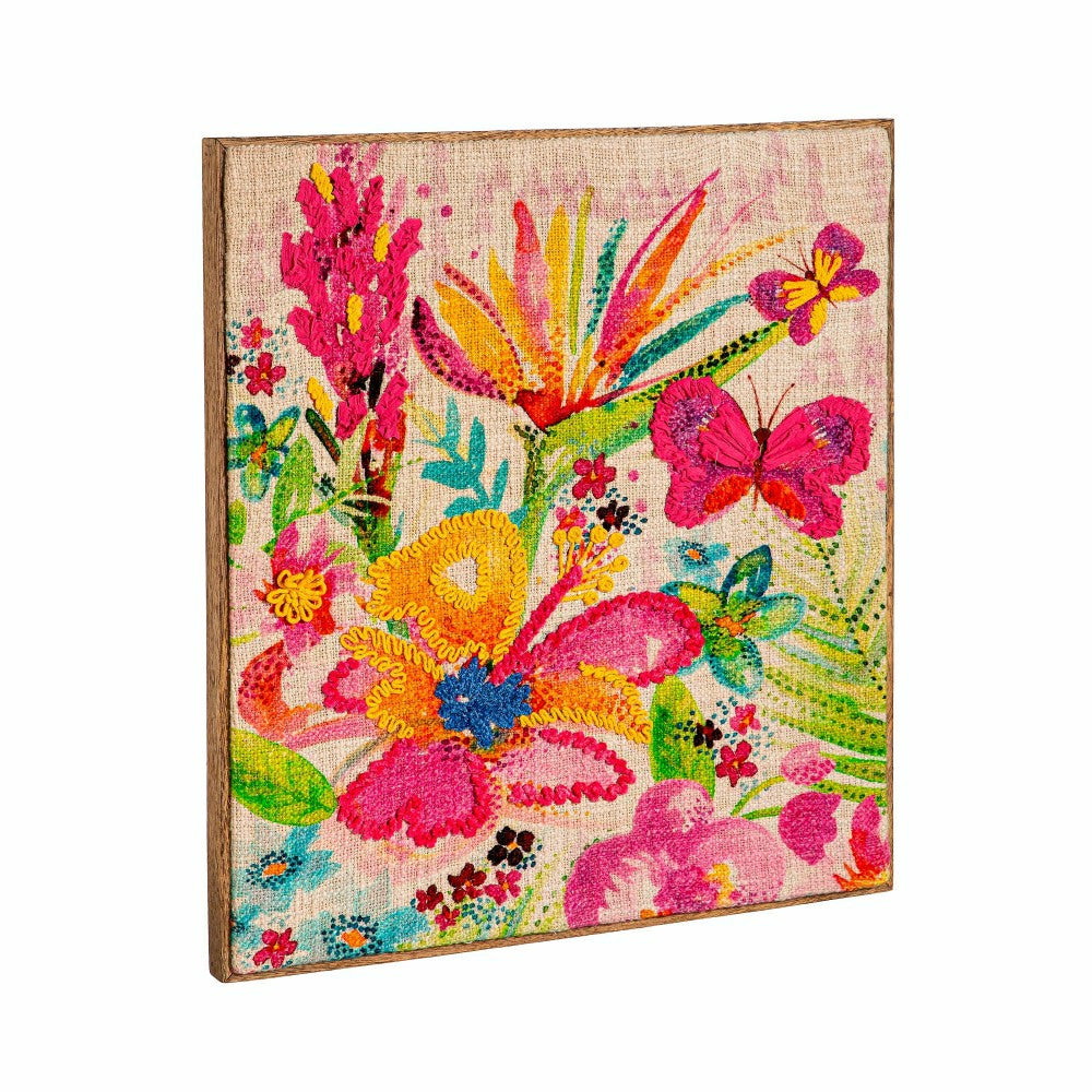 Embroidered Floral & Butterfly Wall Art | Plow & Hearth