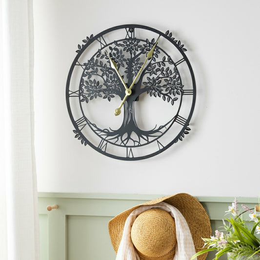 Petal & Plow Indoor Wall Decor, Metal, Tree Outdoor Clock, 20" | Plow & Hearth