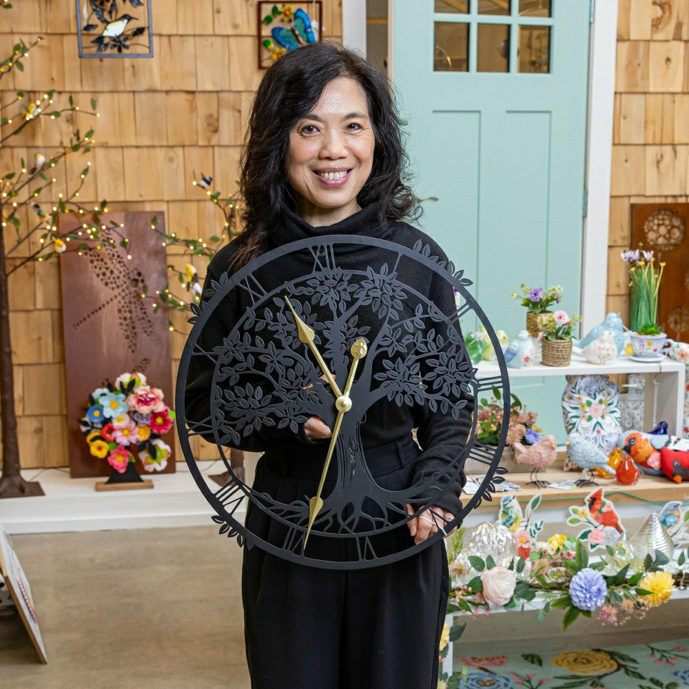 Petal & Plow Indoor Wall Decor, Metal, Tree Outdoor Clock, 20" | Plow & Hearth