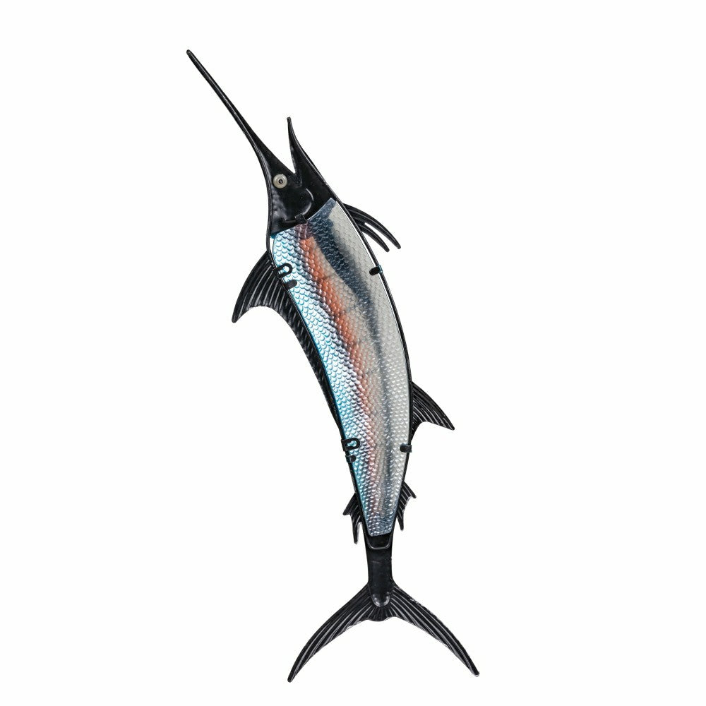Blue Coastal Outdoor Wall Decor, Metal & Glass, Fish with Metallic Fin | Plow & Hearth