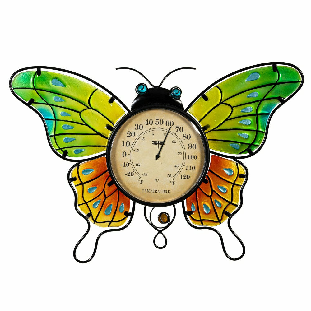 Butterfly Metal Outdoor Wall Thermometer, 18" | Plow & Hearth