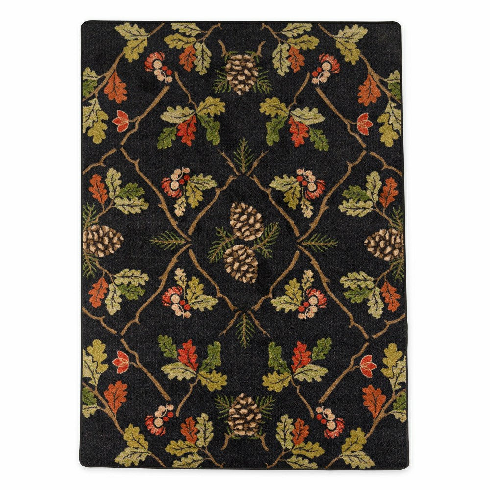 Oakwood Pine Cone and Oak Leaf Rug, 5'4" x 7'8" | Plow & Hearth