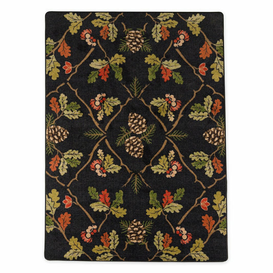 Oakwood Pine Cone and Oak Leaf Rug, 5'4" x 7'8" | Plow & Hearth