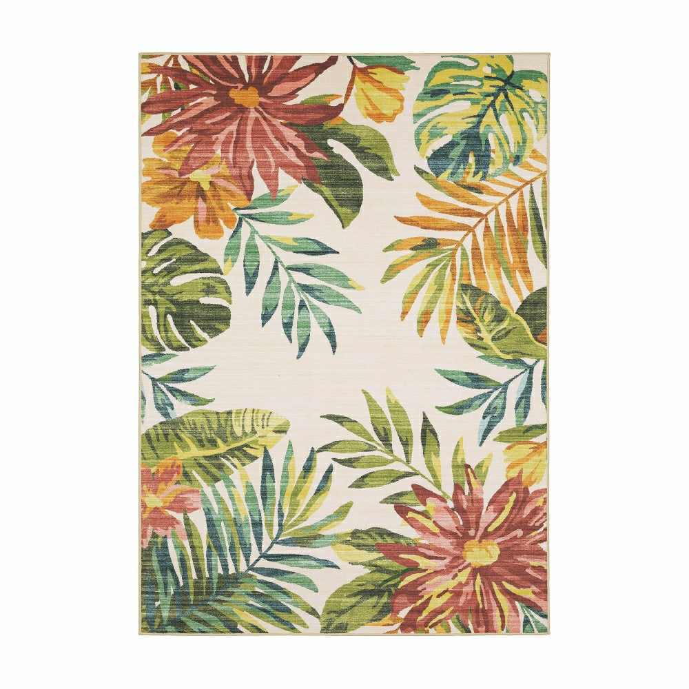 Indoor/Outdoor Tropical Flowers Machine Washable Printed Rug | Plow & Hearth