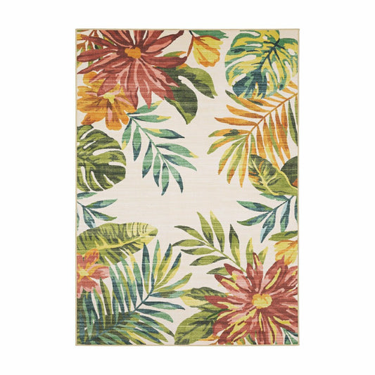 Indoor/Outdoor Tropical Flowers Machine Washable Printed Rug | Plow & Hearth
